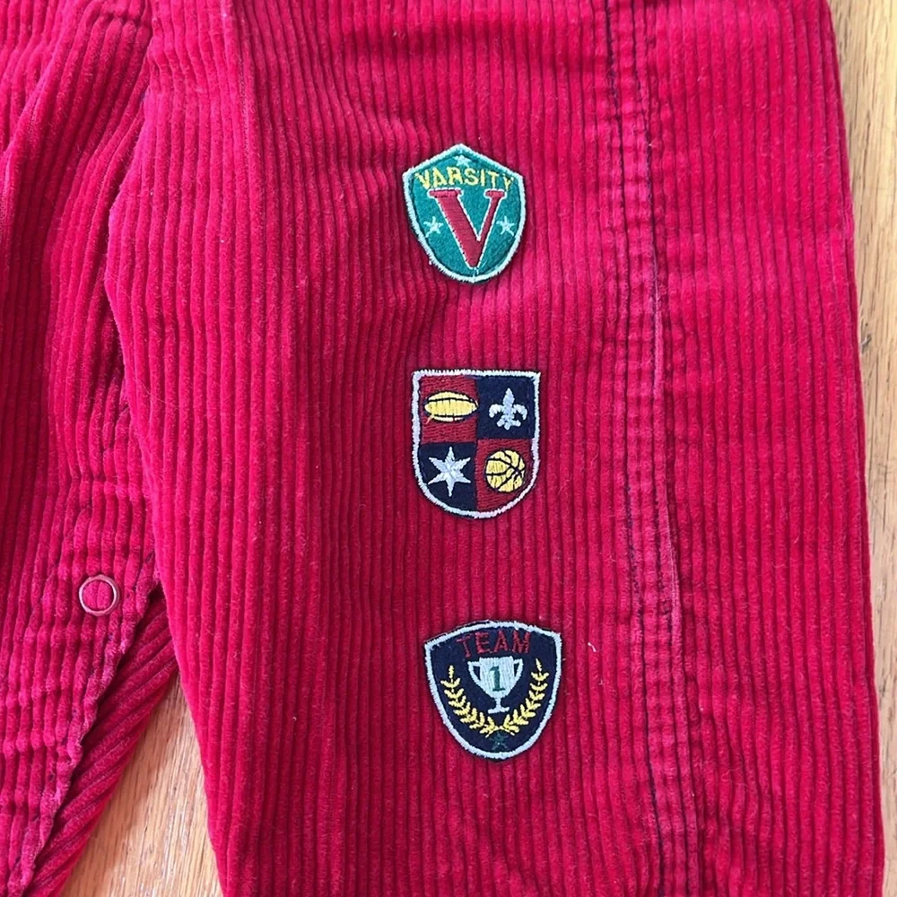 Oshkosh b’gosh vintage made in the USA vest back wide wale red corduroy overalls